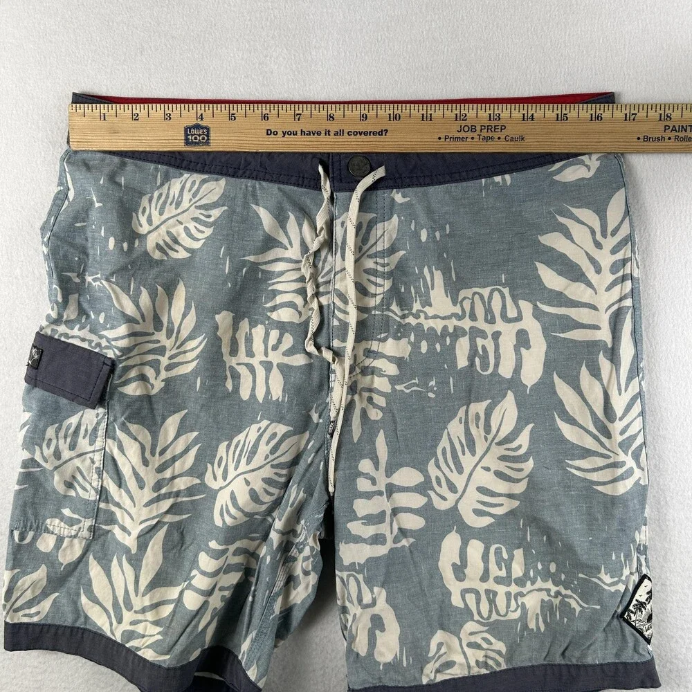Vans Swim Trunks Mens 32 Blue Tropical Leaf Joel Tudor Board Shorts Pockets